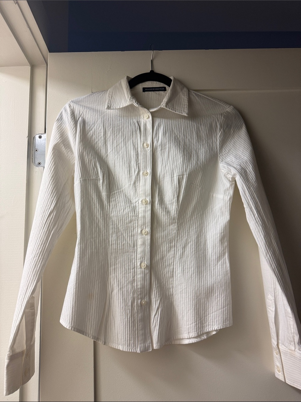 Brandy Melville White Textured Button-Up Shirt